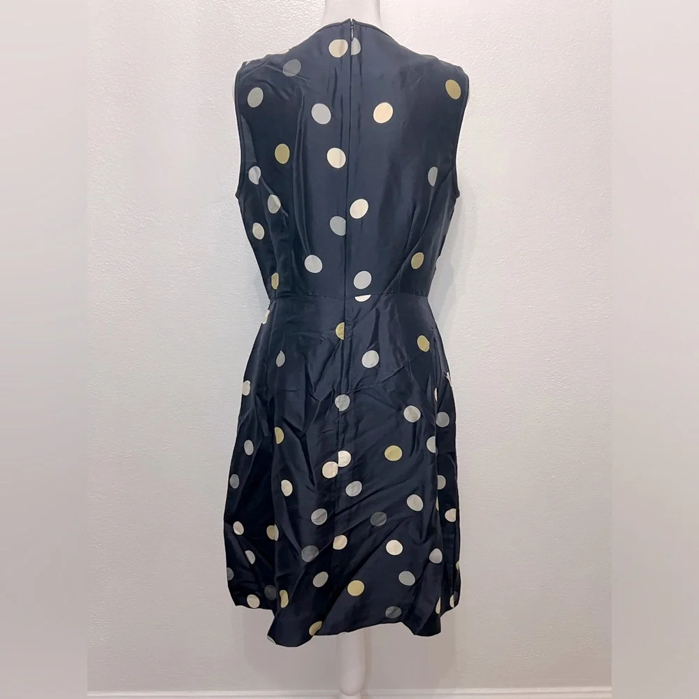 Kate Spade Bailey Women's Silk Sleeveless Dress Navy Blue Polka Dot Size 6‎